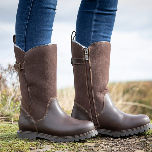 Quebec Waterproof Zip - up Fur Lined Boots - Brown - Ashurst Equestrian & Country