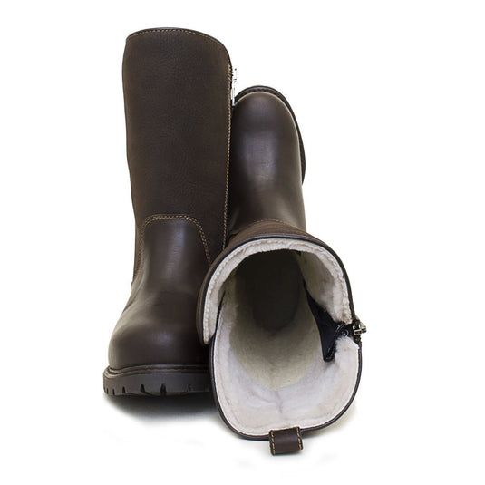 Quebec Waterproof Zip - up Fur Lined Boots - Brown - Ashurst Equestrian & Country