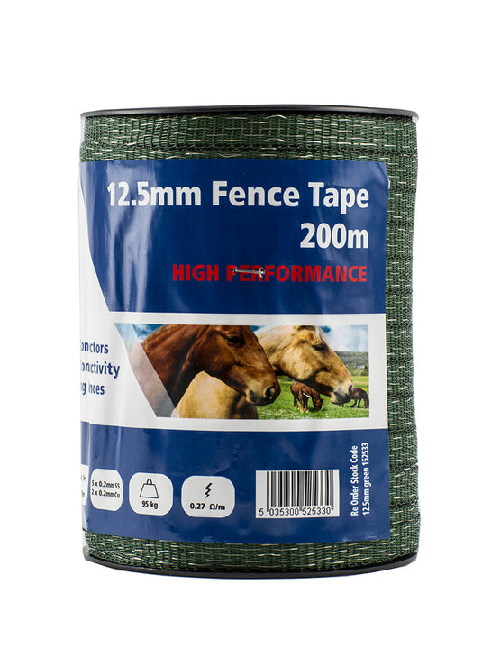 Fenceman Tape Green 12.5mm 200m High Performance