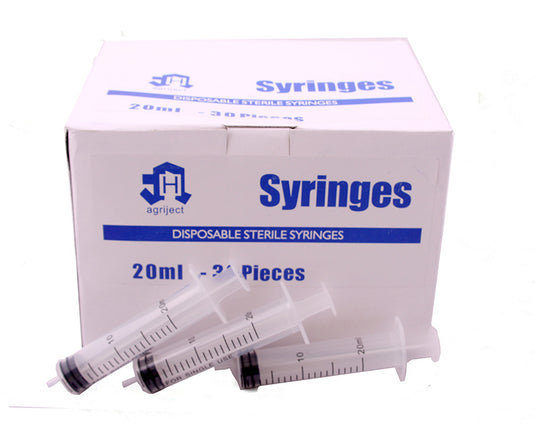 Agriject Disposable Syringes 20ml Side Tip - Pack of 30