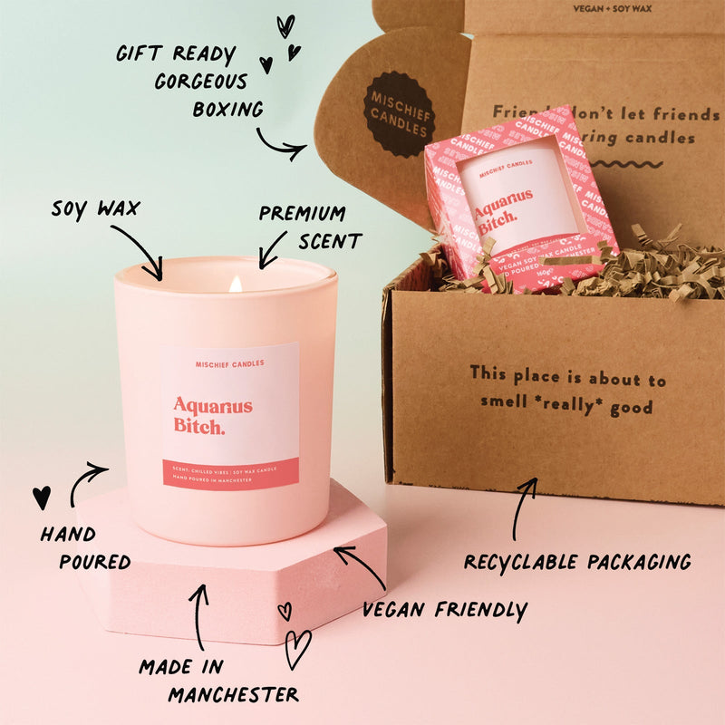 Load image into Gallery viewer, Aquarius Birthday Gift Funny Zodiac Candle Aquarius Bitch
