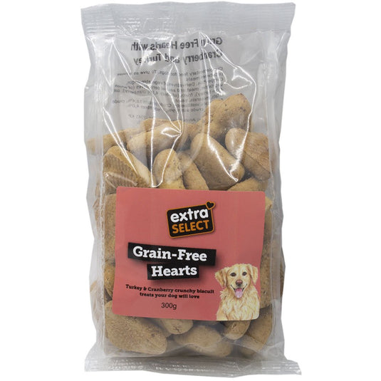 Extra Select Grain Free Hearts with Turkey and Cranberry Dog Treats 1 Litre Bucket