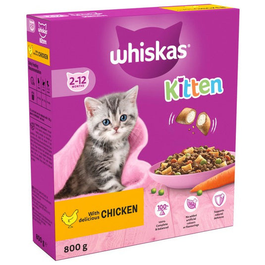 WHISKAS Kitten 2-12 Months Complete Dry Cat Food with Chicken 800g
