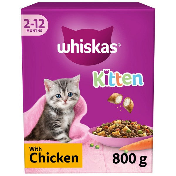 Load image into Gallery viewer, WHISKAS Kitten 2-12 Months Complete Dry Cat Food with Chicken 800g
