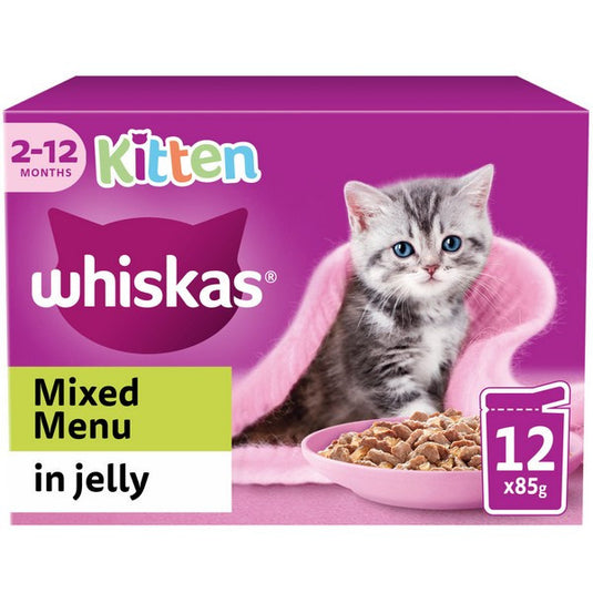 WHISKAS Kitten 2-12 Months Mixed Menu in Jelly 12 x 85g