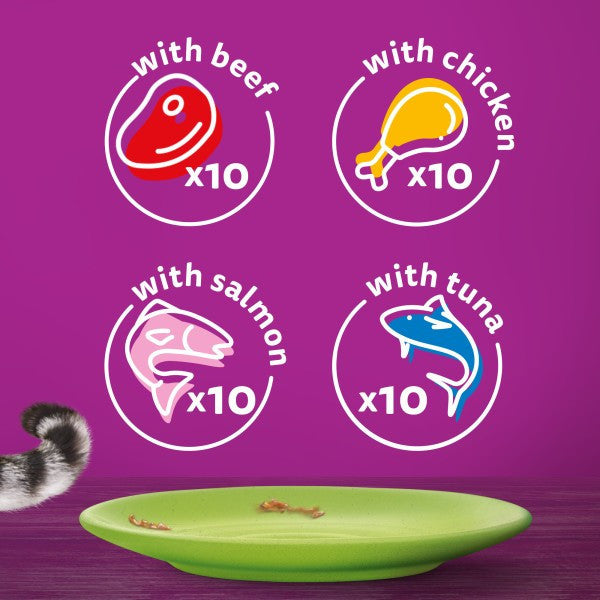Load image into Gallery viewer, WHISKAS 1+ Mixed Menu in Jelly Cat Pouches 40 x 85g
