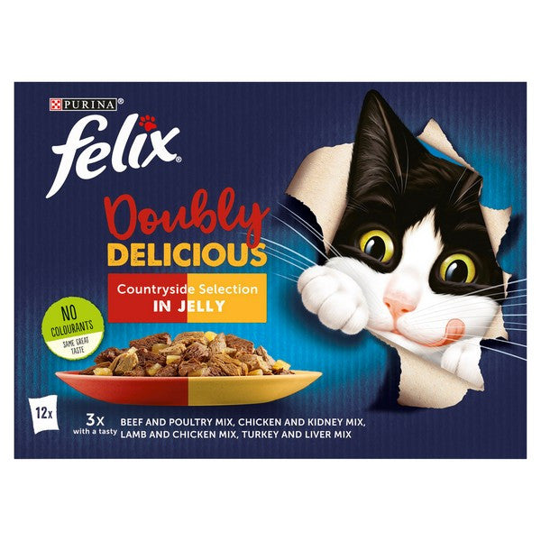 Load image into Gallery viewer, Felix Doubly Delicious Countryside Selection Wet Cat Food 12 x 85g
