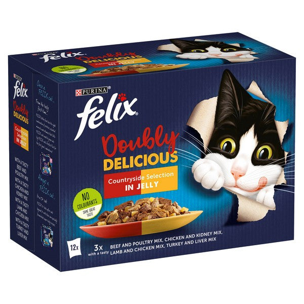 Load image into Gallery viewer, Felix Doubly Delicious Countryside Selection Wet Cat Food 12 x 85g
