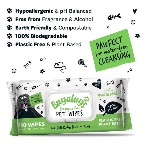 Load image into Gallery viewer, Bugalugs Biodegradable Wipes Fragrance Free 930g 110 wipes
