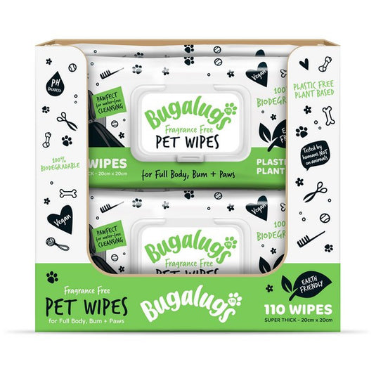 Bugalugs Biodegradable Wipes Fragrance Free 930g 110 wipes