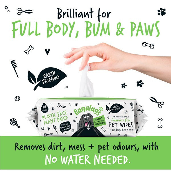 Load image into Gallery viewer, Bugalugs Biodegradable Wipes Fragrance Free 930g 110 wipes
