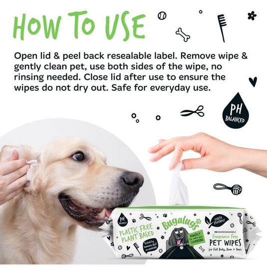 Bugalugs Biodegradable Wipes Fragrance Free 930g 110 wipes
