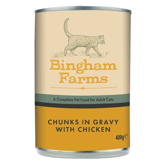 Bingham Farms Complete Adult Cat Food Chunks in Gravy with Chicken 12 x 400g