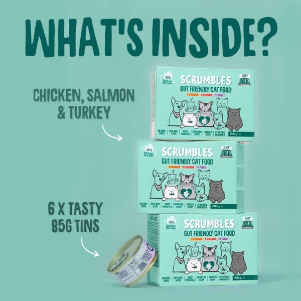 Load image into Gallery viewer, Scrumbles Wet Cat Food in Jelly Classic Selection 6 x 85g
