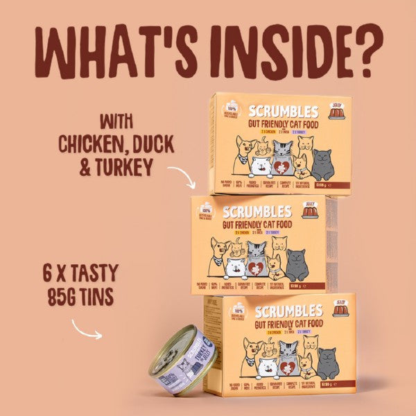 Load image into Gallery viewer, Scrumbles Wet Cat Food in Jelly Meat Selection 6 x 85g
