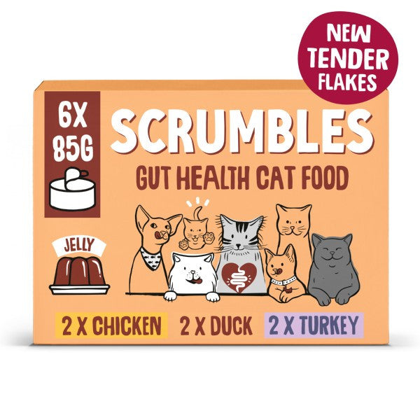 Load image into Gallery viewer, Scrumbles Wet Cat Food in Jelly Meat Selection 6 x 85g
