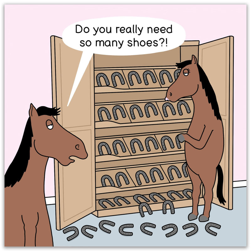 Load image into Gallery viewer, Funny Card - Horse so Many Shoes
