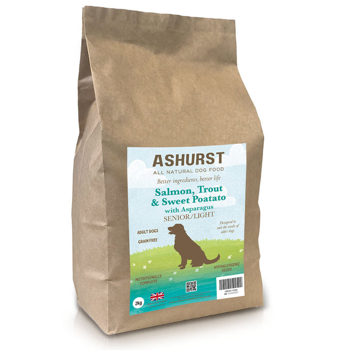 ASHURST ADULT DOG TROUT,SALMON SWEET POTATO & ASPARAGUS GRAIN FREE MATURE/LIGHT