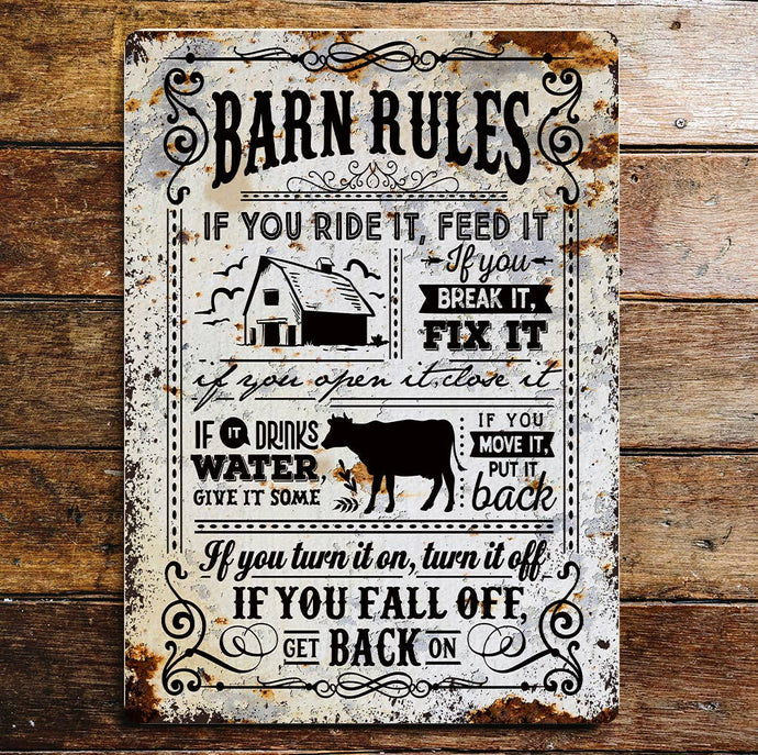 Barn Rules Farmhouse          Metal Sign Plaque