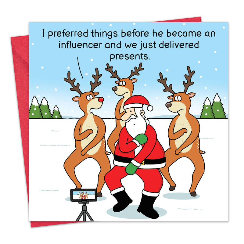 Load image into Gallery viewer, Funny Christmas Card - Santa Influencer
