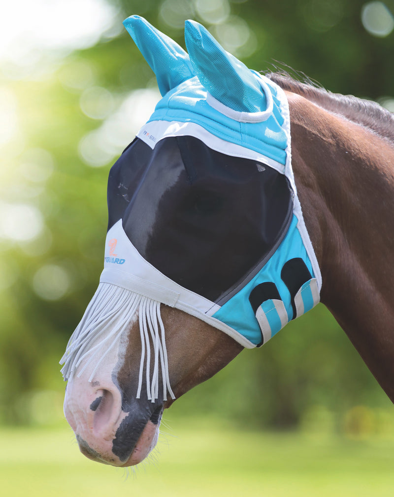 Load image into Gallery viewer, FlyGuard Pro Fine Mesh Fly Mask with Ears &amp;  Nose Fringe
