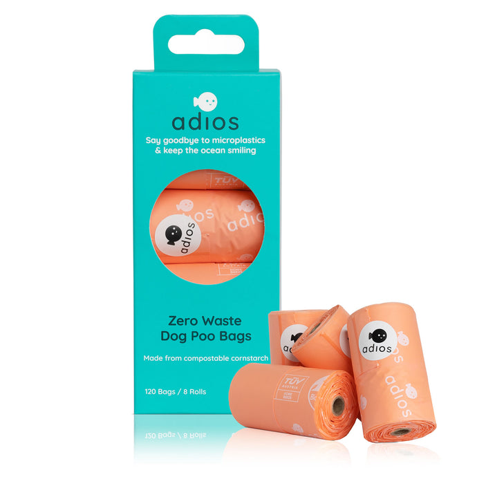 Adios Handle On A Roll Poo Bags 8 Rolls
