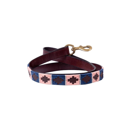 Benji & Flow Sublime Polo Leather Dog Lead Navy/Rose