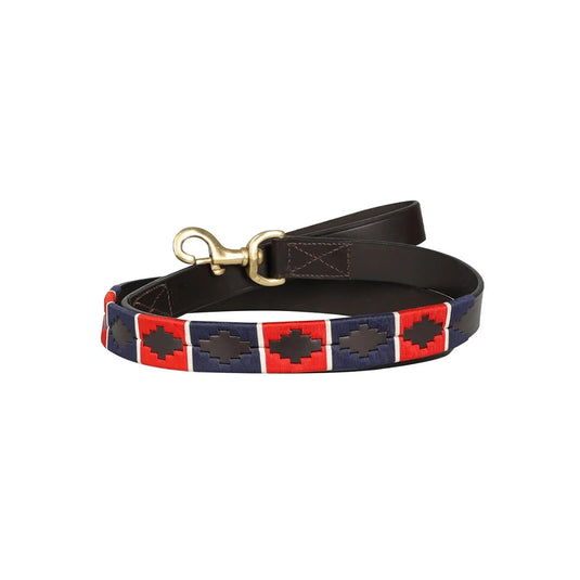 Benji & Flow Sublime Polo Leater Dog Lead Navy/Red/White