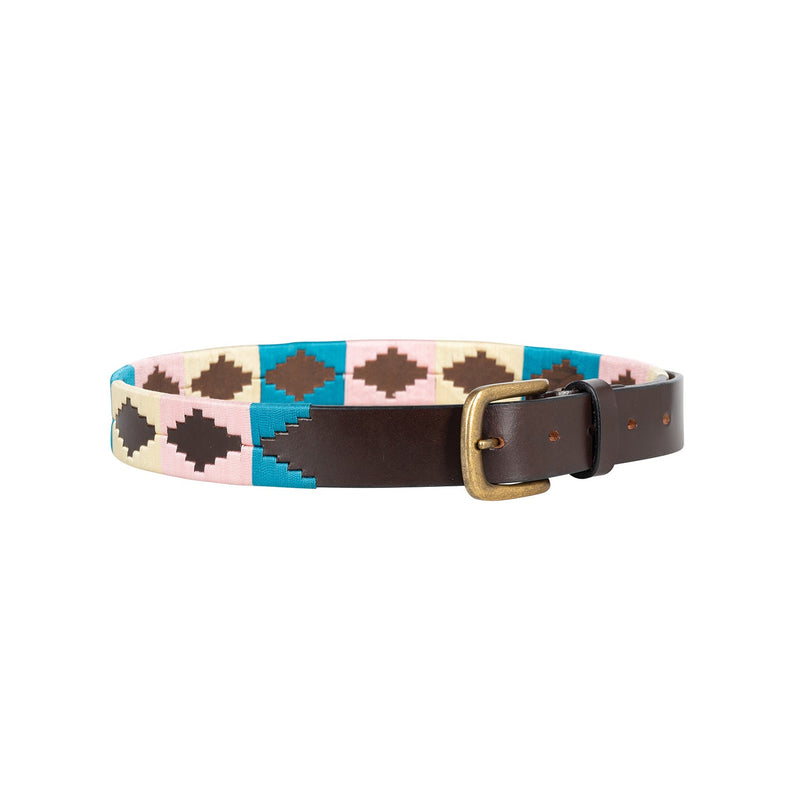 Load image into Gallery viewer, Benji &amp; Flo Sublime Polo Leather Dog Collar Blue/Pnk/Vanilla
