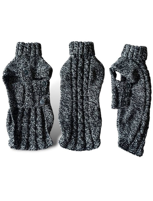 Knitted Coat - Button Up - Monochrome
