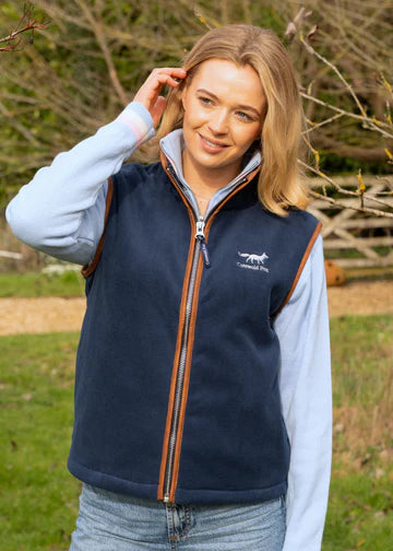 Load image into Gallery viewer, Cotswold Fox Fleece Gilet - Navy
