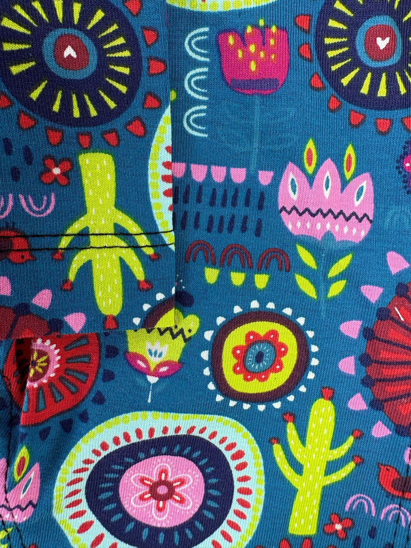 Load image into Gallery viewer, Jersey T-Shirt- Blue Cactus Folk Pattern

