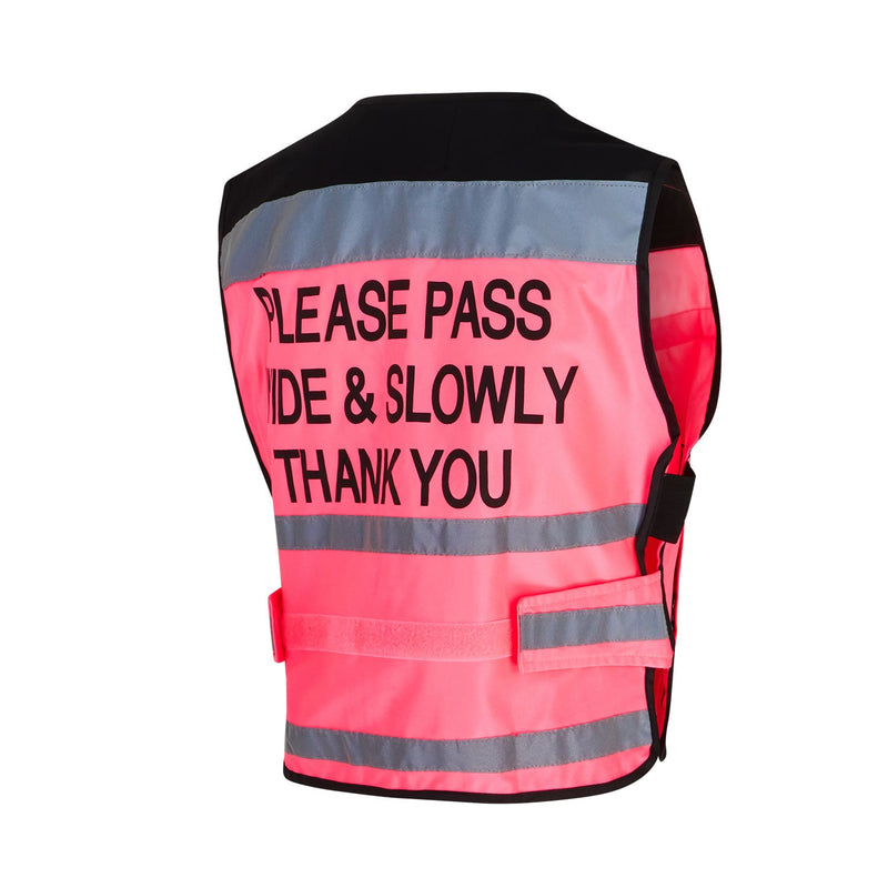 Load image into Gallery viewer, Equisafety Air Waistcoat Please Pass Wide &amp; Slowly Pink
