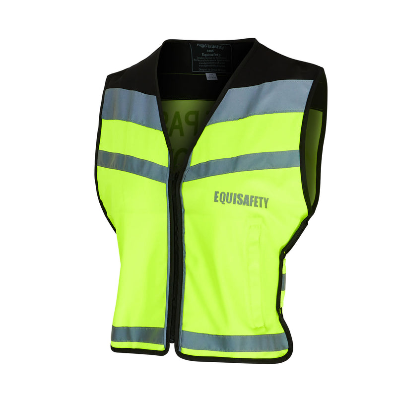Load image into Gallery viewer, Equisafety Air Waistcoat Please Pass Wide &amp; Slowly Yellow
