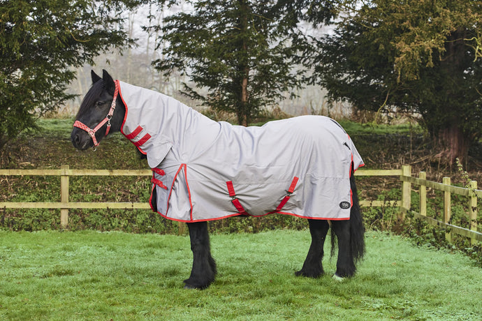 Firefoot Turnout Rug Zero Fill Fixed Neck Grey/Red