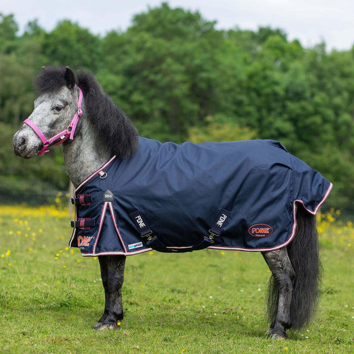 Gallop Ponie Duraproof 50 G 5 Point Std Neck Turnout Navy