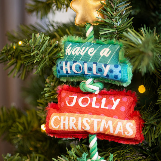 House Of Paws Christmas Rope Toy Merry & Bright Tree