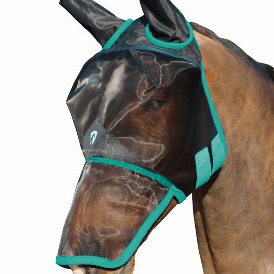 Hy Equestrian Mesh Full Fly Mask Ears/Nose Black/Teal