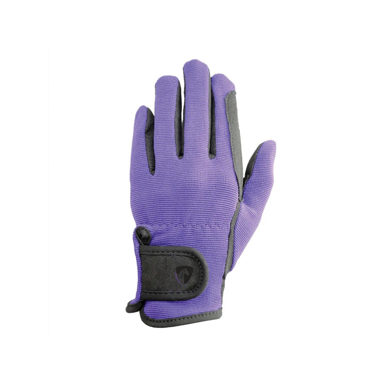 Load image into Gallery viewer, Hy Equestrian Every Day Two Tone Riding Gloves Child Blk/Pur
