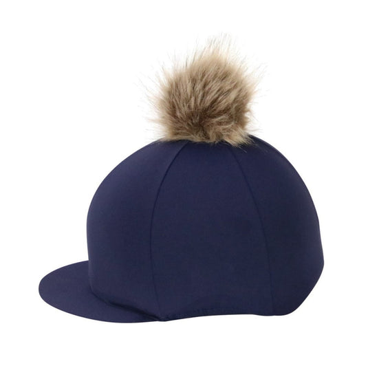 Hy Equestrian Hat Cover With Faux Fur Pom Pom