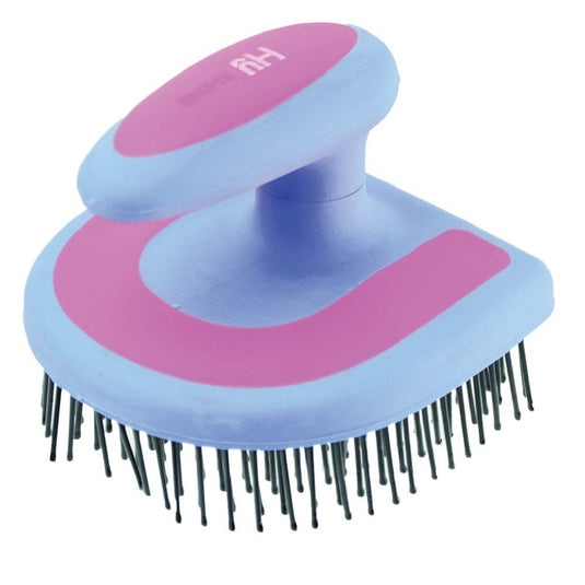 Hy Equestrian Horseshoe Mane Brush Blue/Pink