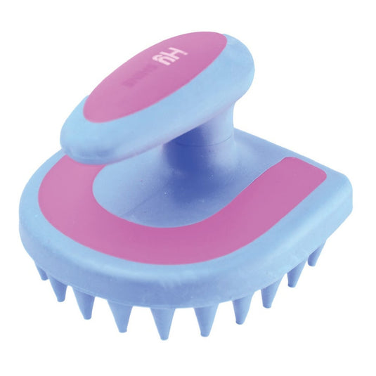 Hy Equestrian Horseshoe Massage Brush Blue/Pink