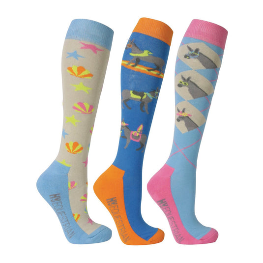 Hy Equestrian Seaside Donkey Socks Adult Blue/Orange