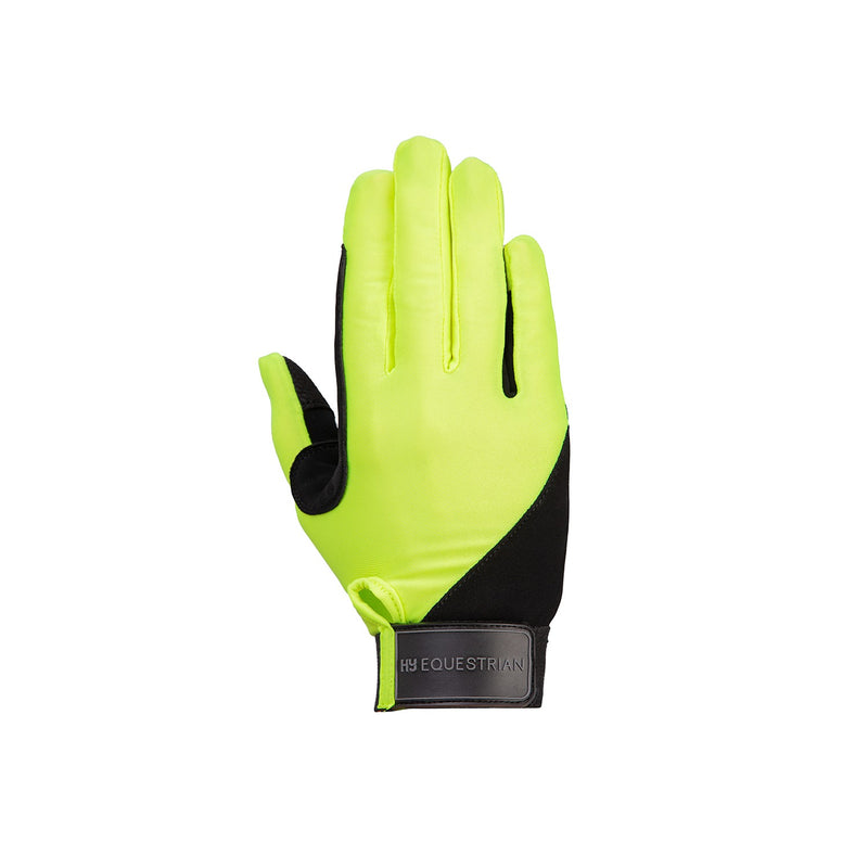 Load image into Gallery viewer, Hy Equestrian Absolute Fit Gloves Reflective Yellow
