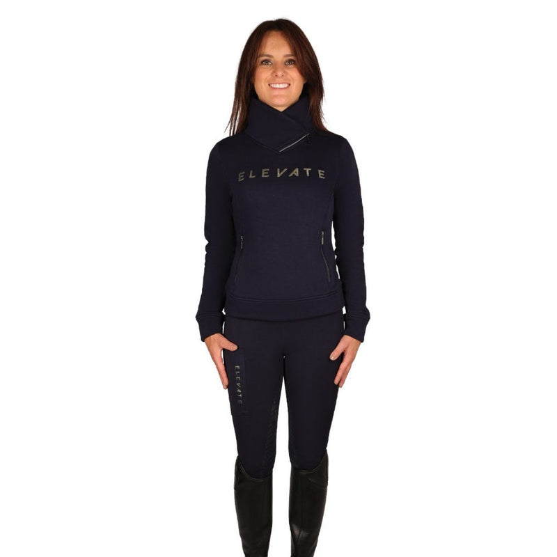Load image into Gallery viewer, Hy Equestrian Elevate Allure Cross Neck Jumper Navy
