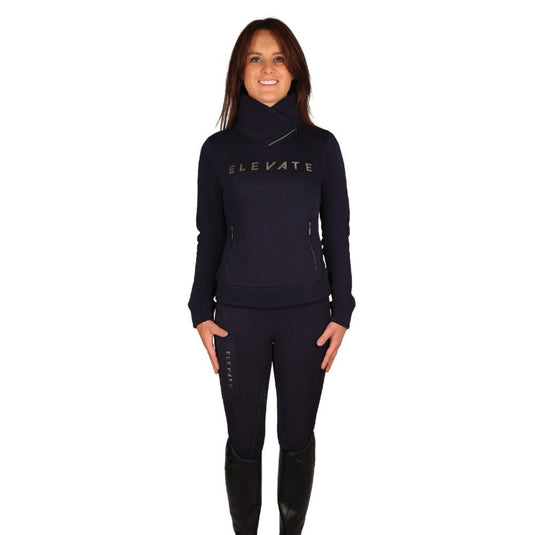 Hy Equestrian Elevate Allure Cross Neck Jumper Navy