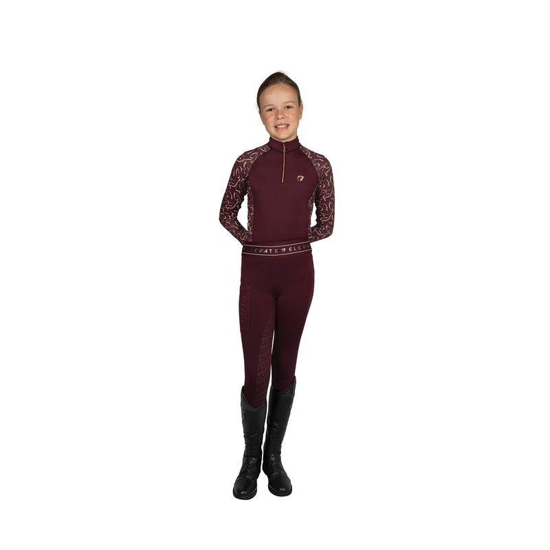 Load image into Gallery viewer, Hy Equestrian Elevate Allure Mizs Riding Tights Berry/R Gold
