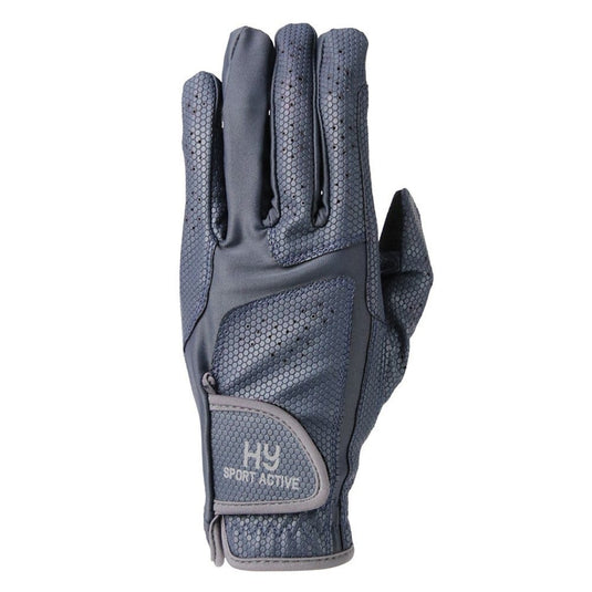 Hy Sport Active Riding Gloves Navy/Pencil Point Grey