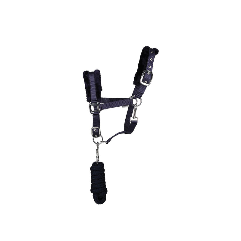 Load image into Gallery viewer, Hy Equestrian Faux Fur Padded Headcollar With Lead Rope
