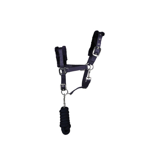 Hy Equestrian Faux Fur Padded Headcollar With Lead Rope
